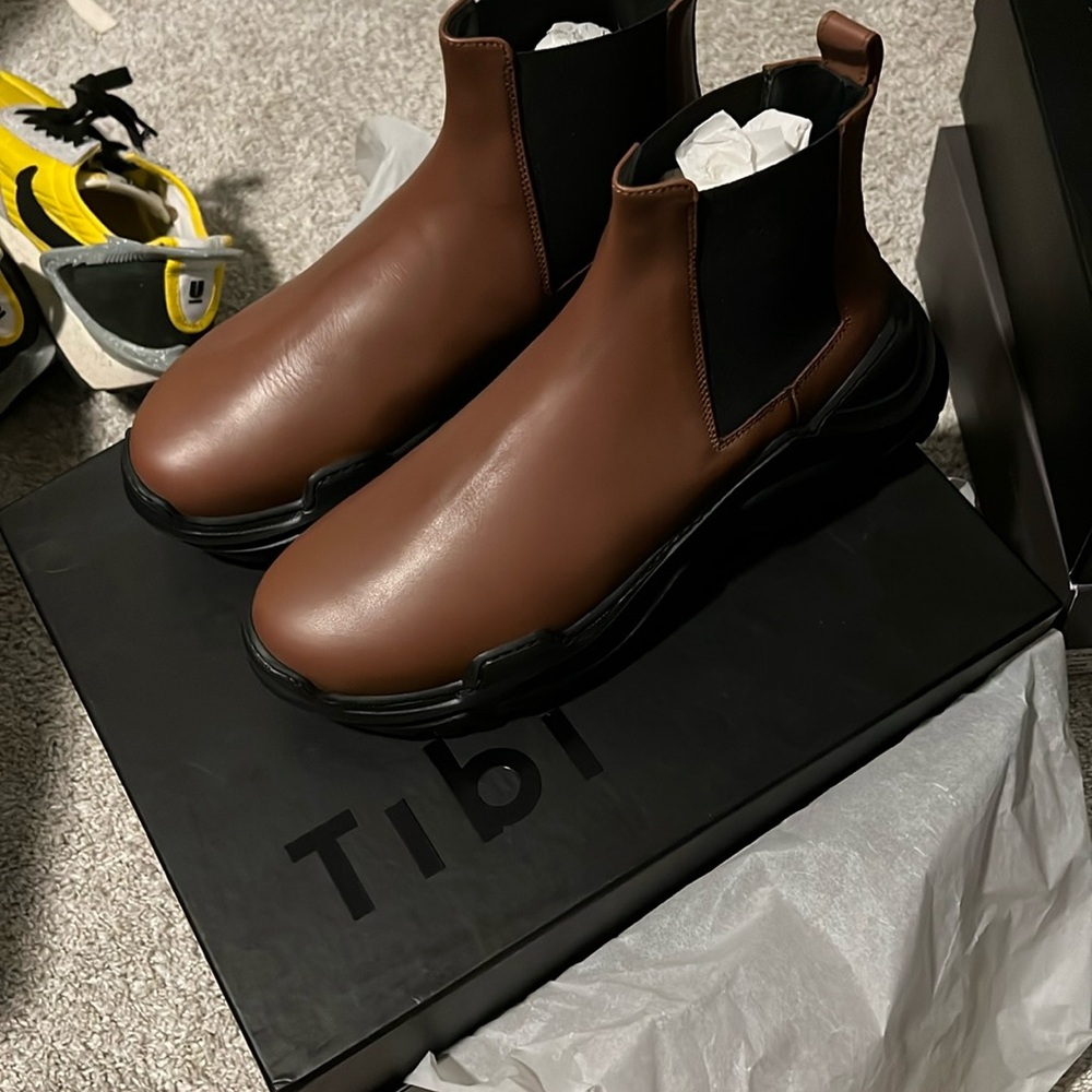 Tibi Brown Diego‎ Leather Winter & Rain Boots Sz 41/11 - Picture 5 of 8
